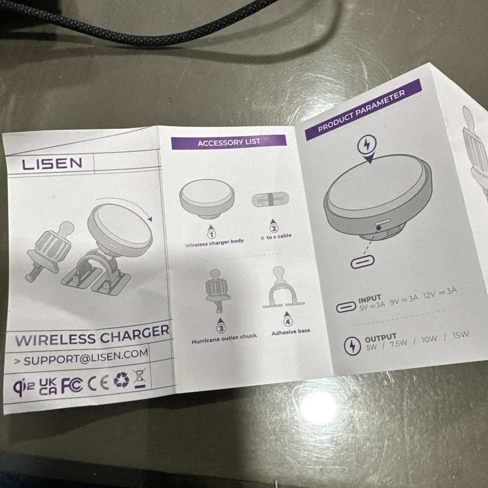 LISEN W119 Qi2 15W Car Wireless Charging Mount Round MagSafe Style Open Box
